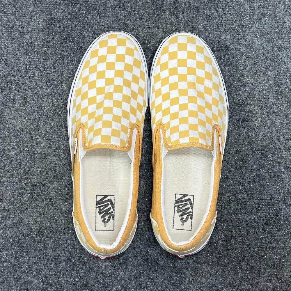 Vans Shoes Men's 11.5 Yellow Checkerboard Slip‎ On Athletic Retro Skate Sneakers